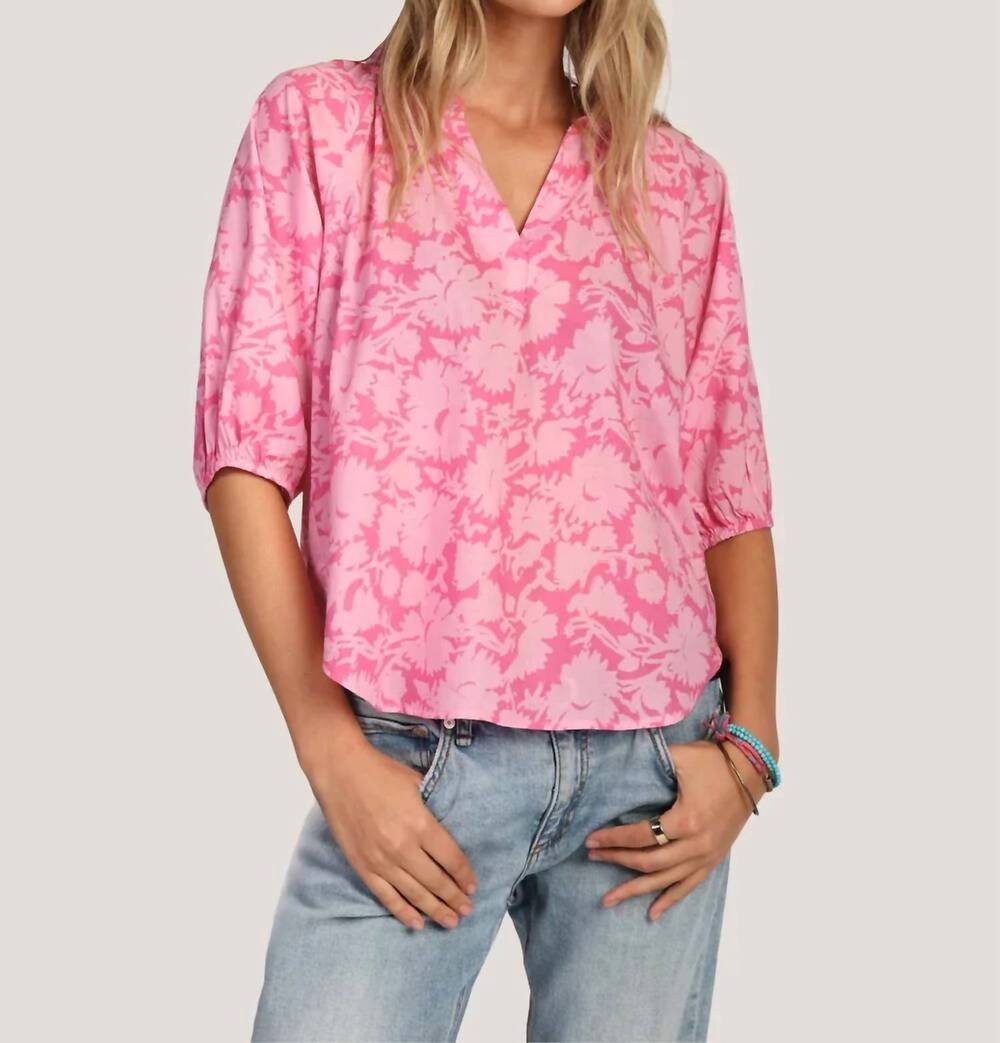 NEW DYLAN women's millie short sleeve blouse in pink